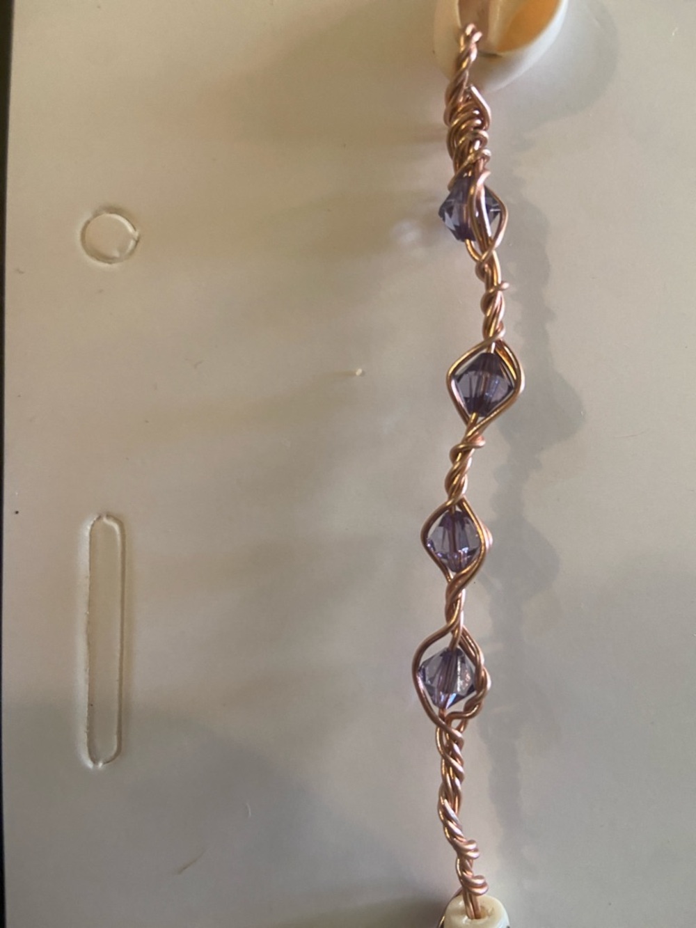 Hand Crafted Purple Bead and Cream Shell Hair Wrap